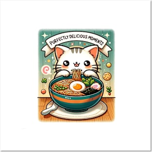 "Kawaii Noodle Feast: Cat Chef's Gourmet Adventure" Posters and Art